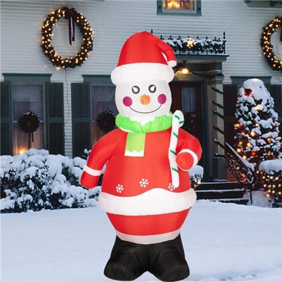 7Ft Inflatable Snowman - Outdoor Christmas Decor, Blow Up  with LED Lights - Picture 2 of 5